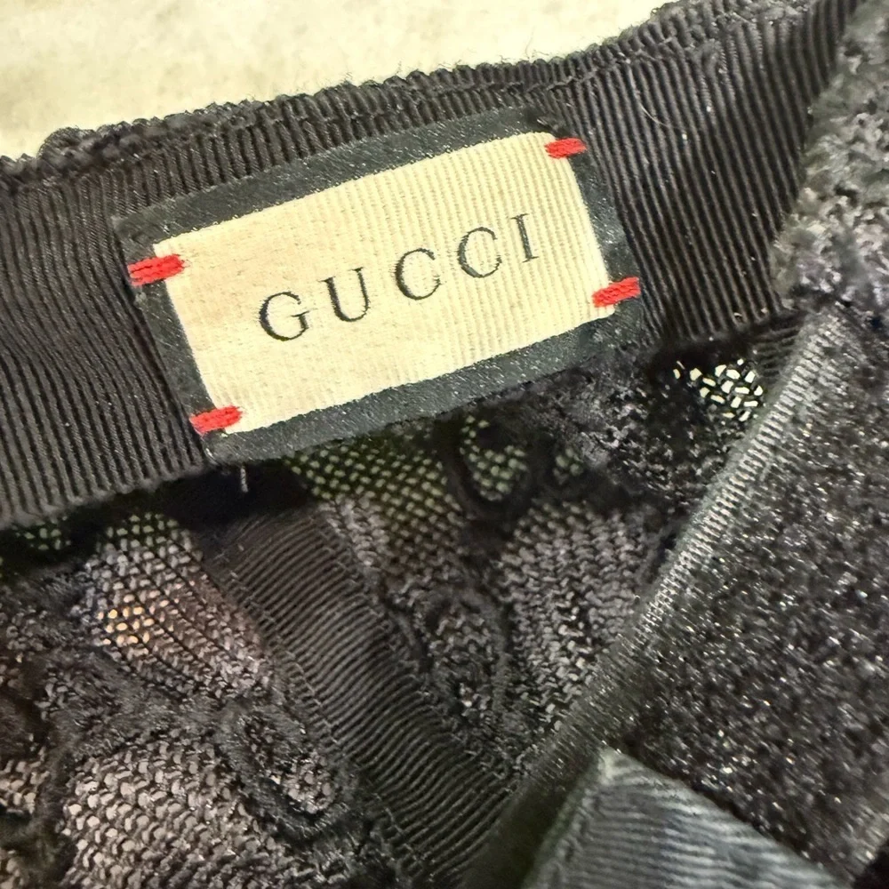 Gucci Black Lace Mesh Baseball Hat Size XL